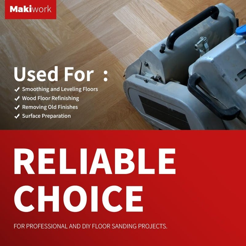 makiwork 8 inch x 19 inch 120 Grit Sanding Belts, 12 Pack, EZ 8 Drum Sander Sandpaper Rolls for Woodworking and Floor Polishing, Aluminum Oxide Sander Sleeves - Image 4
